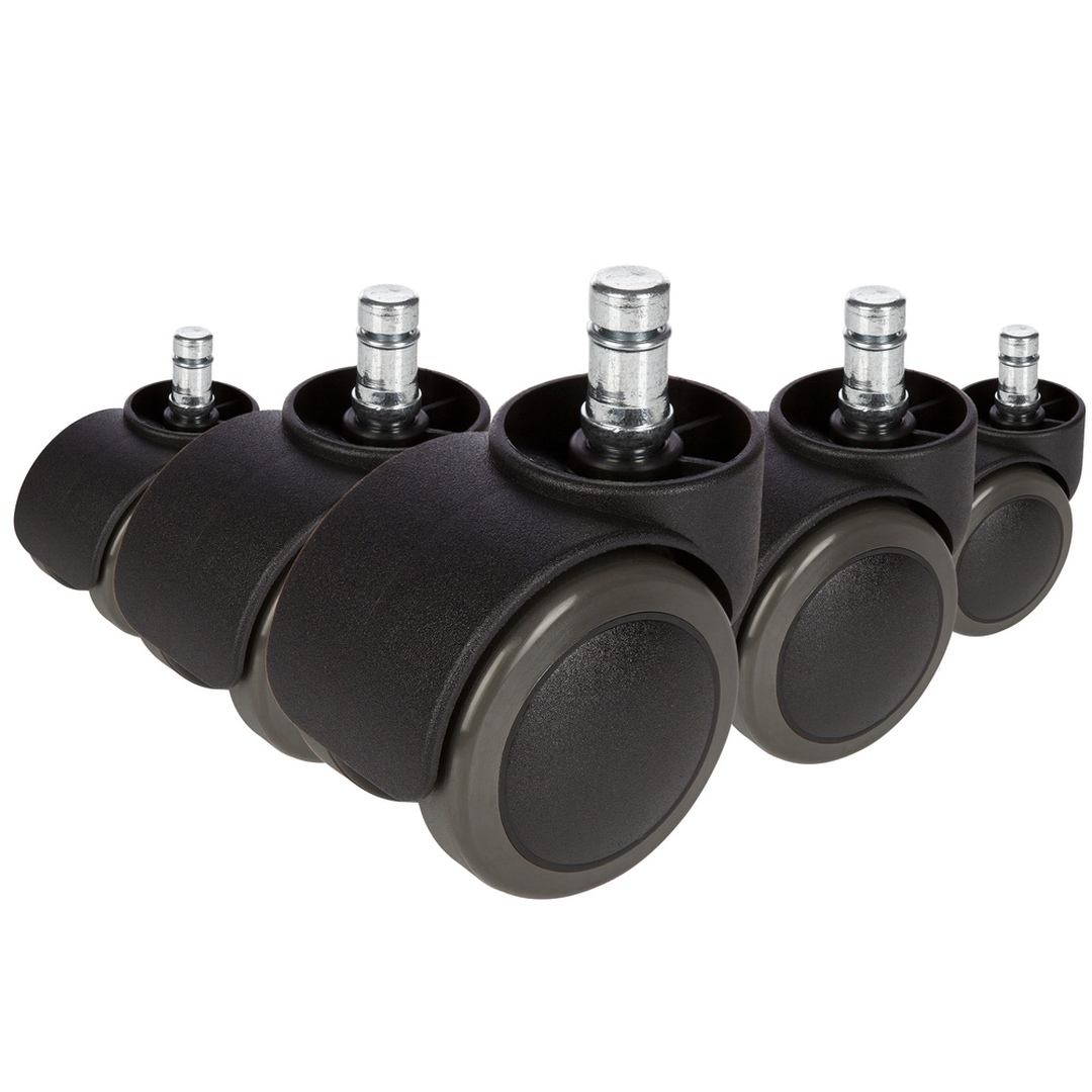 HJH 5x Hartbodenrollen ROLO 10mm 50mm Büro-Stuhl-Rollen für Hartböden (5er Pack)