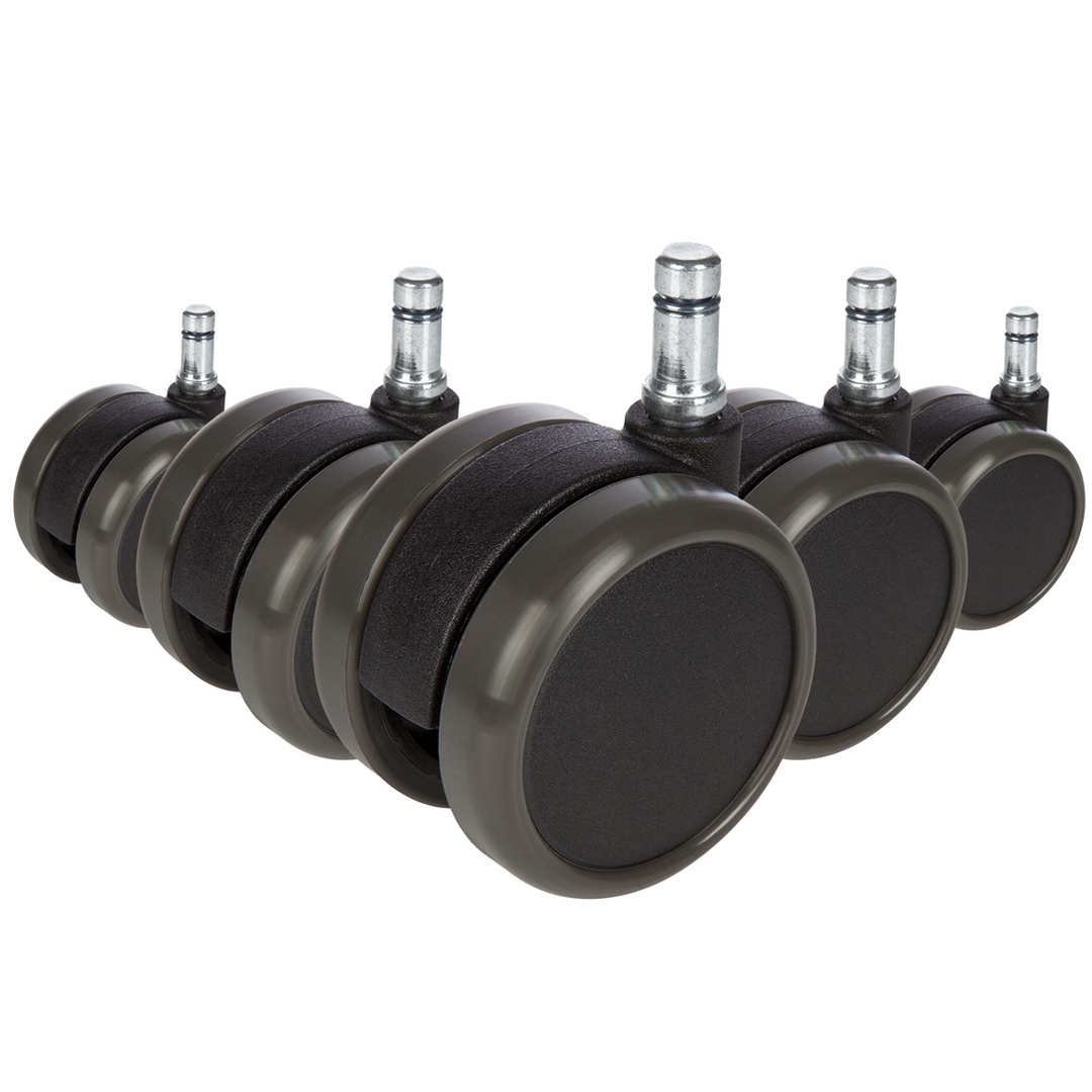 HJH 5x Hartbodenrollen ROLO 10mm 65mm Büro-Stuhl-Rollen für Hartböden (5er Pack)