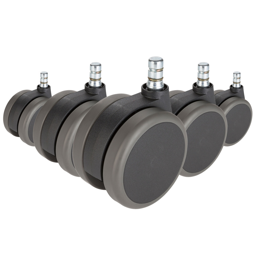HJH 5x ROLO No-Noise 11mm/75mm | Hartböden - Stuhlrollen Schwarz