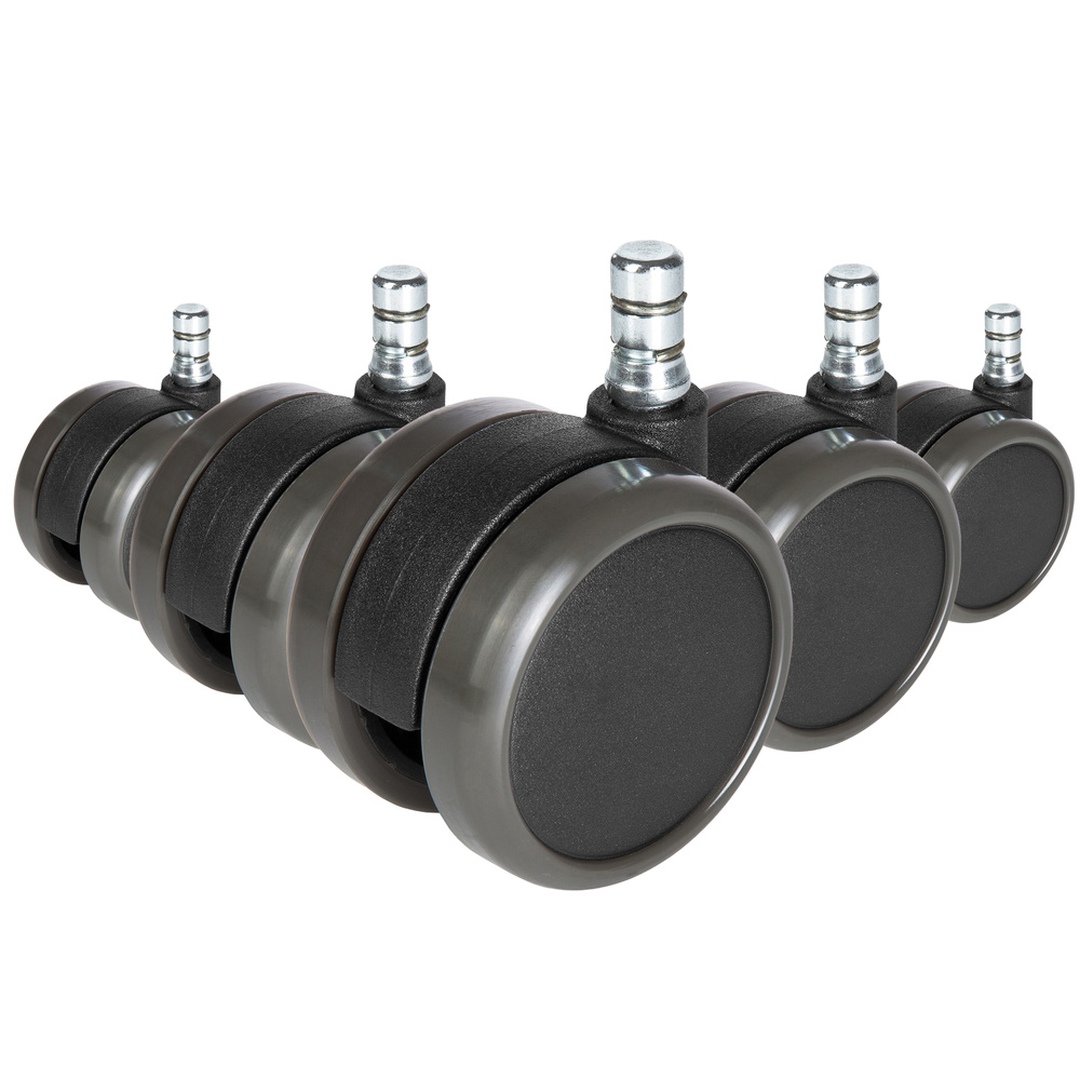 HJH 5x Hartbodenrollen ROLO 11mm 65mm Büro-Stuhl-Rollen No-Noise (5er Pack)