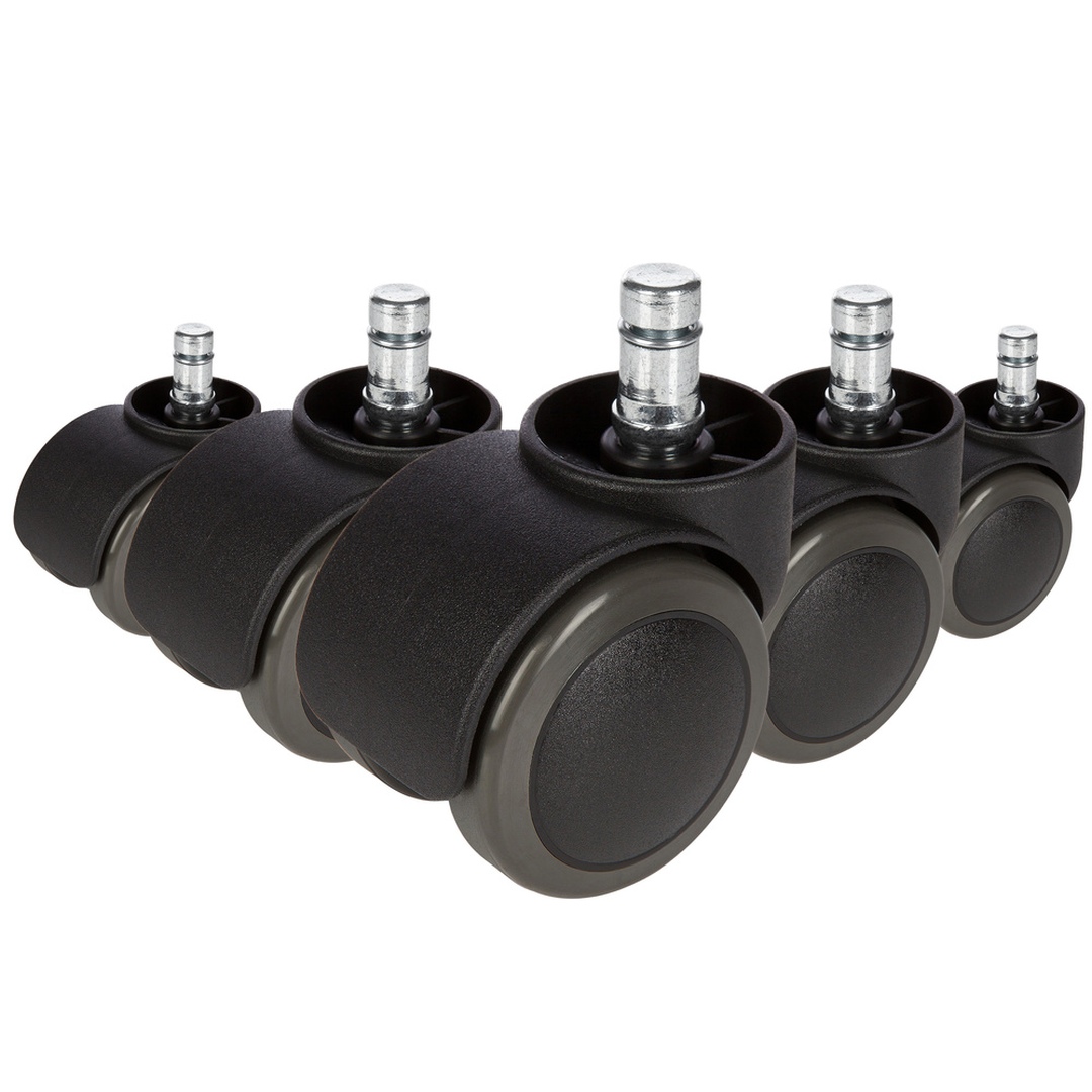 HJH 5x Hartbodenrollen ROLO 11mm 50mm Büro-Stuhl-Rollen No-Noise (5er Pack)