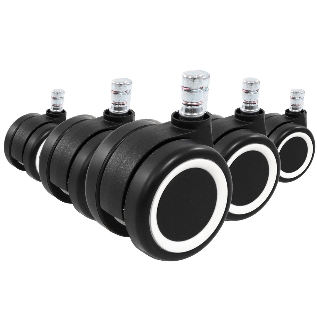 HJH 5x Hartbodenrollen ROLO COLOR 60 11mm 60mm Büro-Stuhl-Rollen für Hartböden (5er Pack) schwarz/weiß