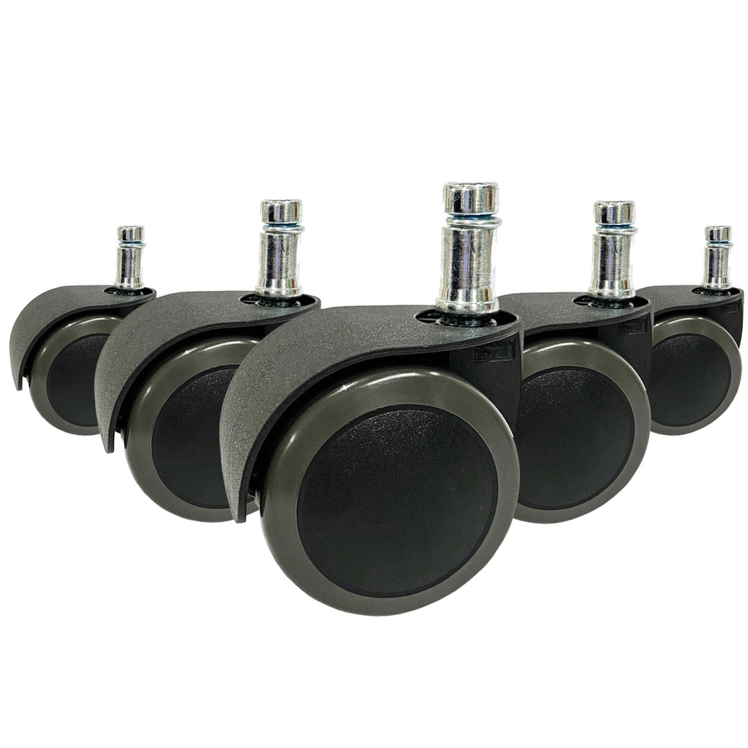 HJH 5x Hartbodenrollen ROLO EASY 10mm 50mm Büro-Stuhl-Rollen (5er Pack)