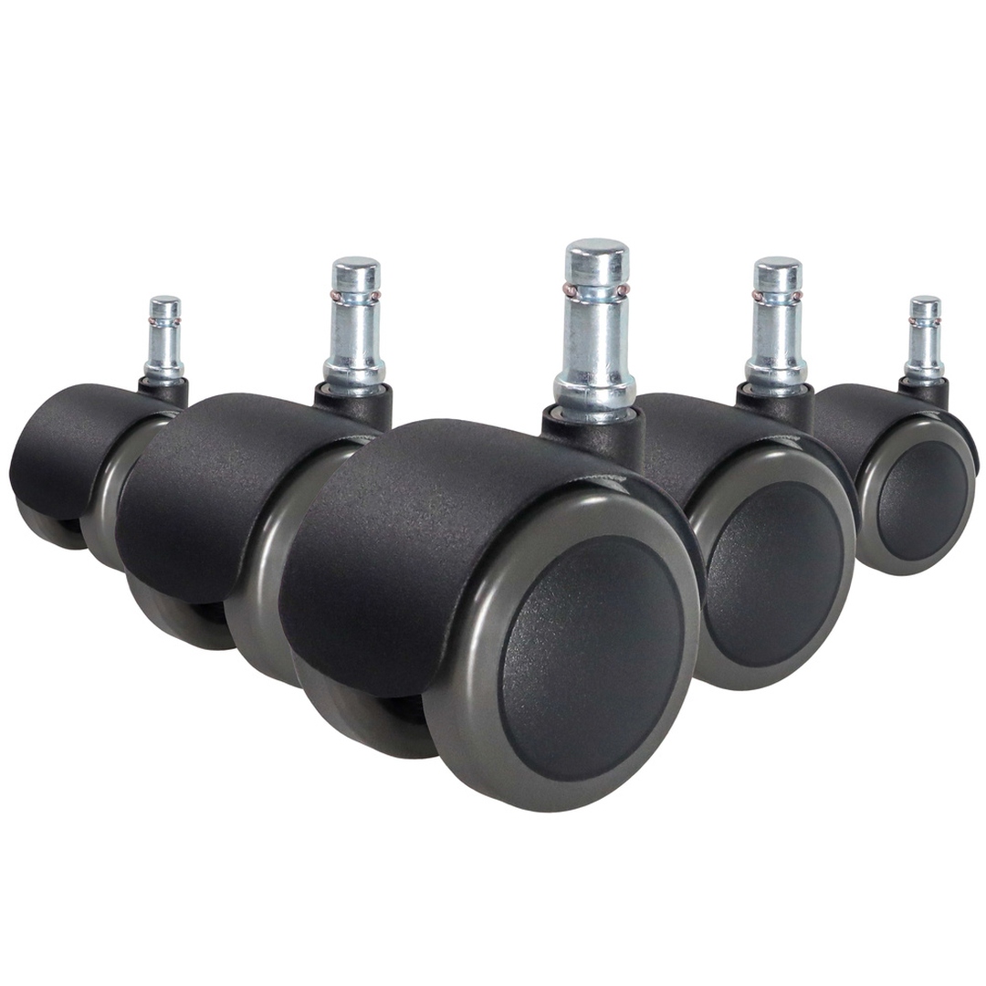 HJH 5x Hartbodenrollen ROLO FIX sitzgebremst 10mm 50mm Zinkdruckguss (5er Pack)