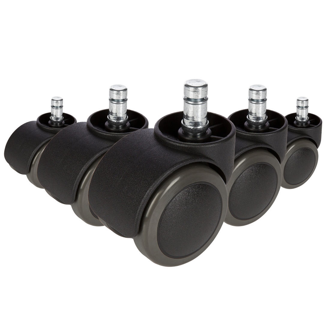 HJH 5x Hartbodenrollen ungebremst ROLO FREE 11mm 50mm Büro-Stuhl-Rollen (5er Pack)