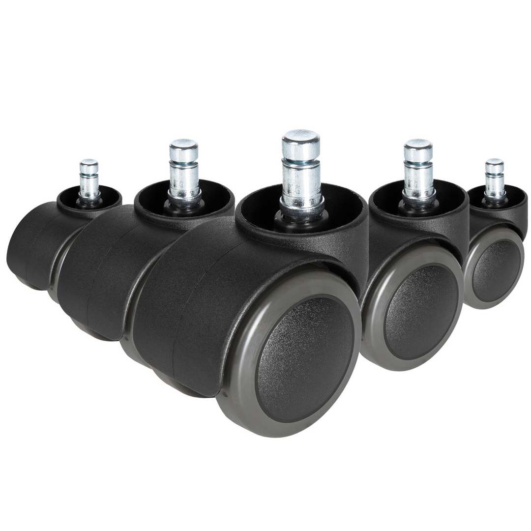 HJH 5x Hartbodenrollen ungebremst ROLO FREE 10mm 50mm Büro-Stuhl-Rollen (5er Pack)