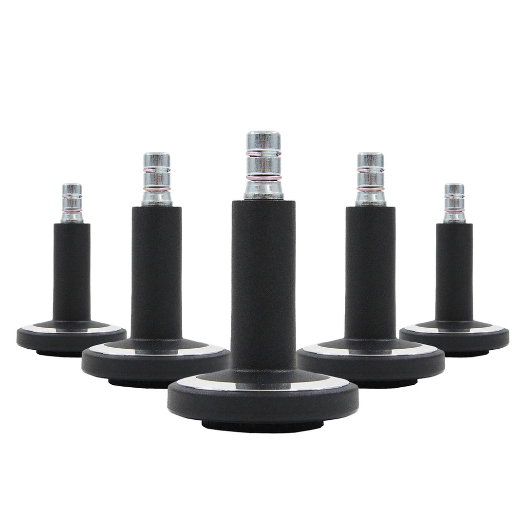 HJH 5x Bodengleiter STATO-M Stift 11 mm 60 mm Standfüße mit Filz schwarz/chrom (5er Pack)