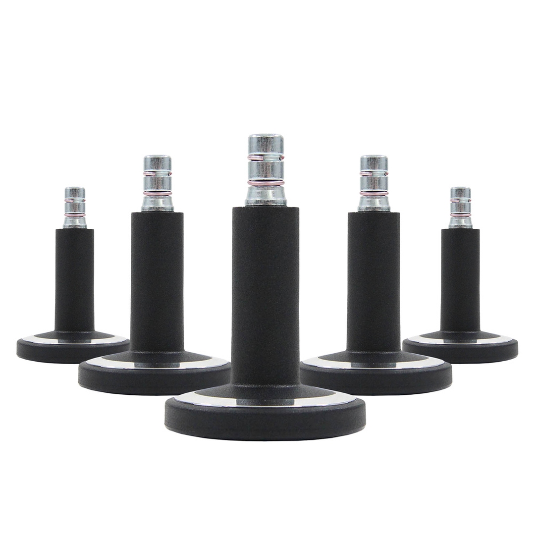 HJH 5x Bodengleiter STATO-M Stift 11 mm 60 mm Standfüße schwarz/chrom (5er Pack)