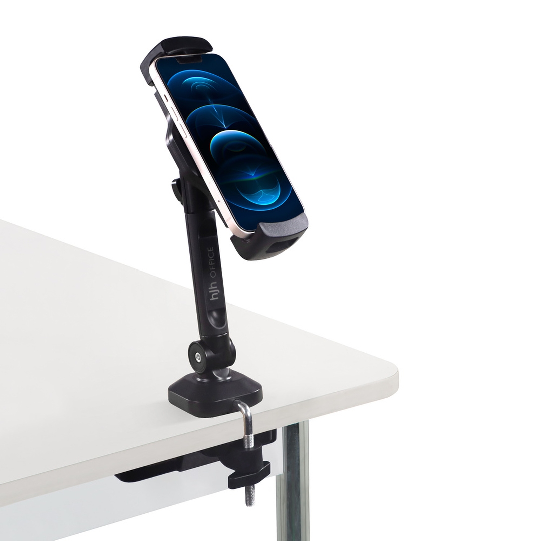 HJH Handyhalterung Tablethalterung FLEXMOBI III mit Schraubklemme Metall schwarz