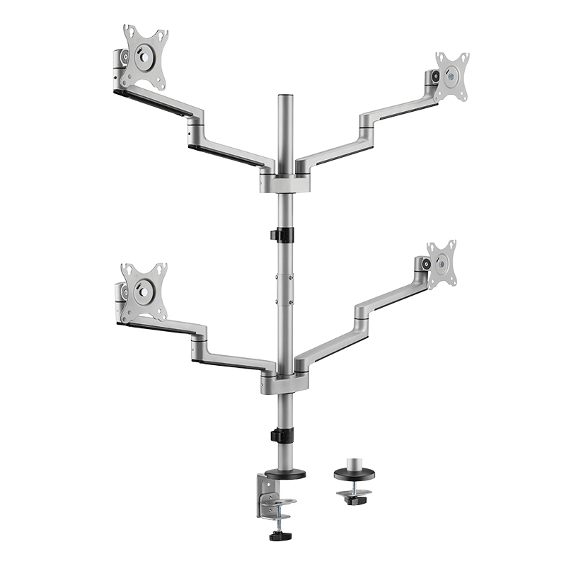 2direct 4-fach-Monitorhalterung 17"–32" 6 kg je Arm neig- kipp-& drehbar klemmbar
