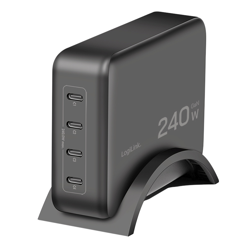 2direct 4-fach-USB-C-Ladegerät 240 W GaN PD 3.1 Schwarz