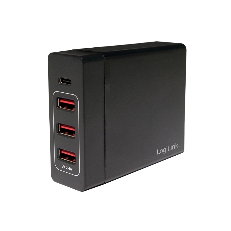 2direct 4-fach-USB-Tischladeadapter 72 W 3x USB-A 1x USB-C (PD) Schwarz