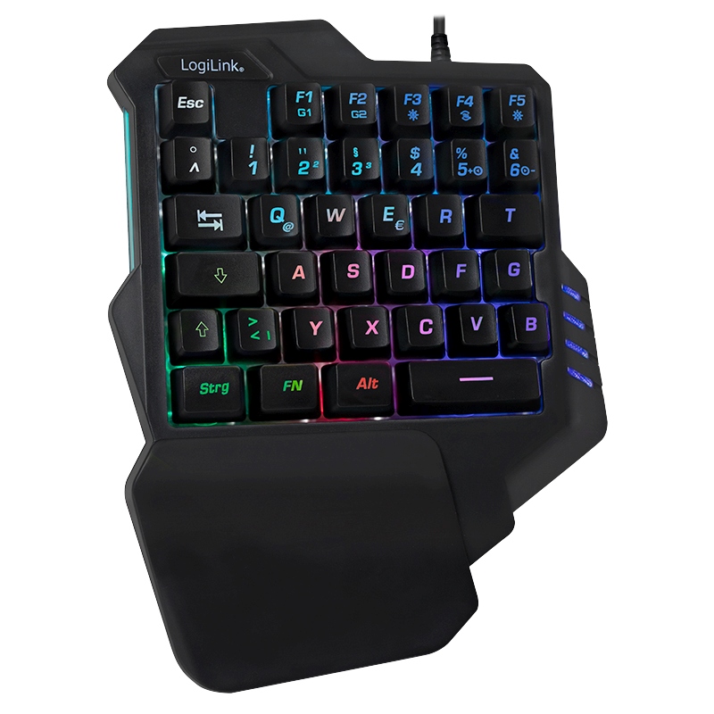2direct Beleuchtete Einhand-Gaming Tastatur schwarz