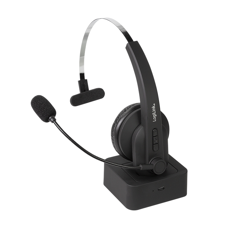 2direct BT 5.0 Mono Headset mit Ladestation Mikrofon