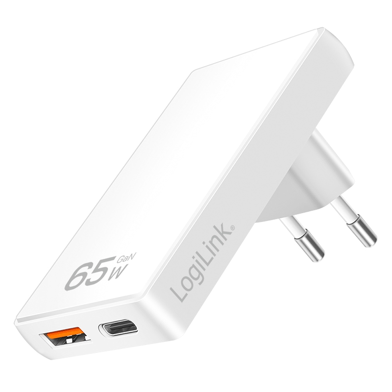 2direct Dual-USB-Steckdosenadapter 65 W USB-A USB-C extra schmal Weiß