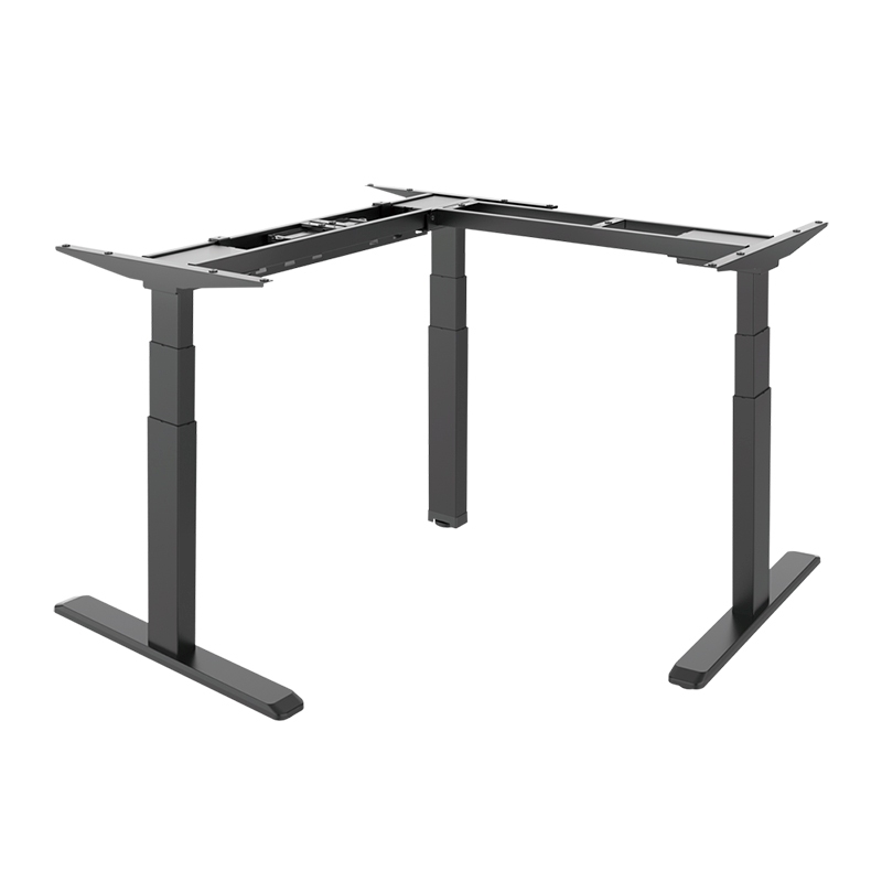 2direct Elektrisch verstellbares Schreibtischgestell 3 Motoren 90° L-Form 620–1280 mm