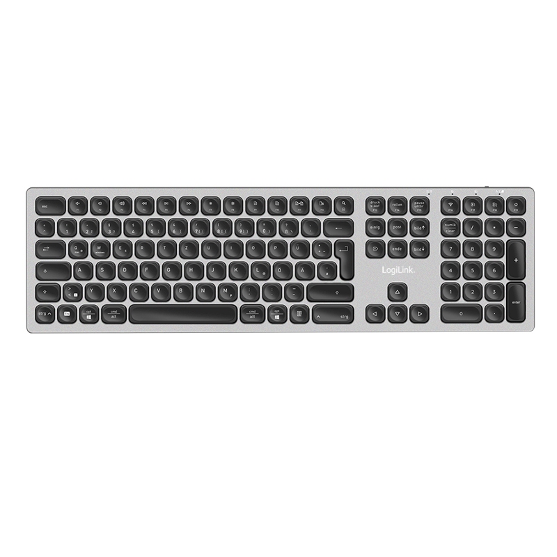 2direct Kabellose Multi-Device-Tastatur BT 5.0 Aluminium Grau