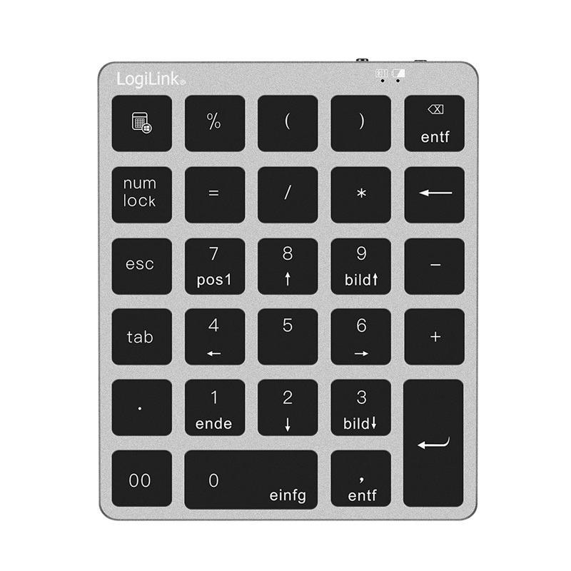 2direct Kabelloses 28-Tasten-Keypad mit BT 5.0 Scherenmechanik Space-grau