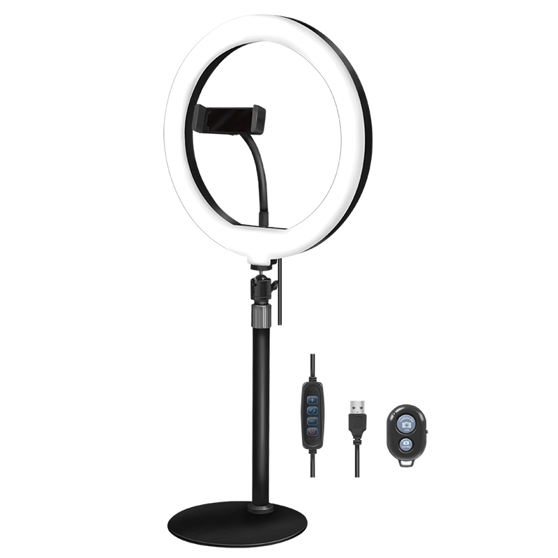 2direct Smartphone-Ringlicht-Stativ mit Fernauslöser höhenverstell. Ø 25 cm