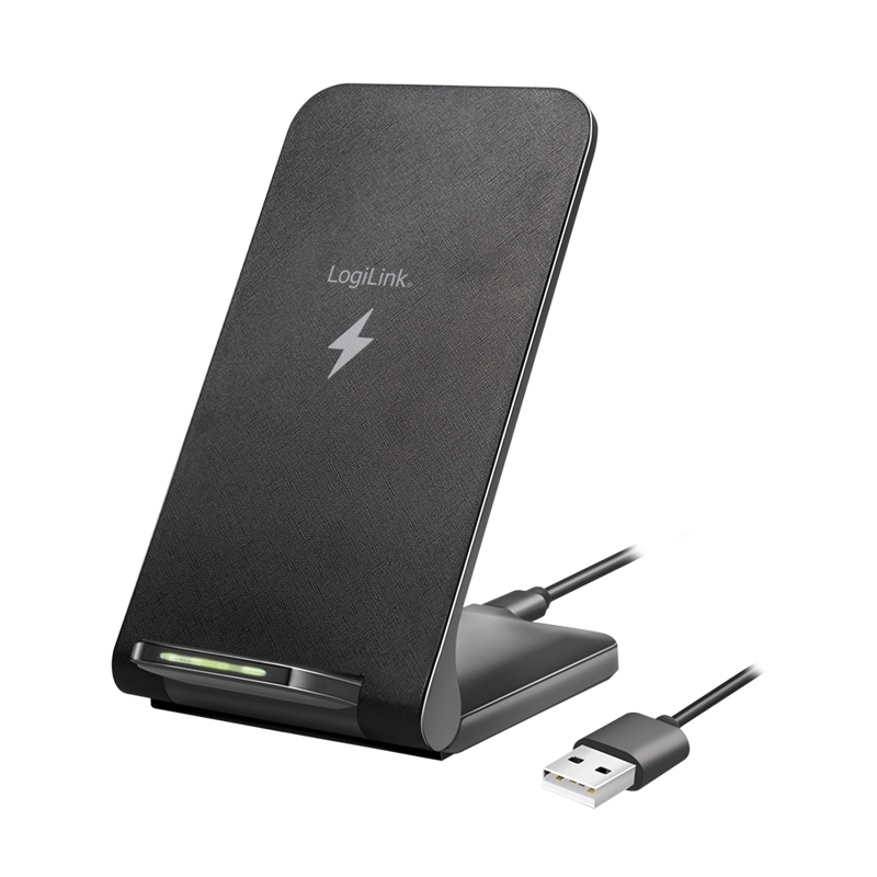 2direct Smartphoneständer mit kabelloser Ladefunktion 2 Spulen 15 W schwarz