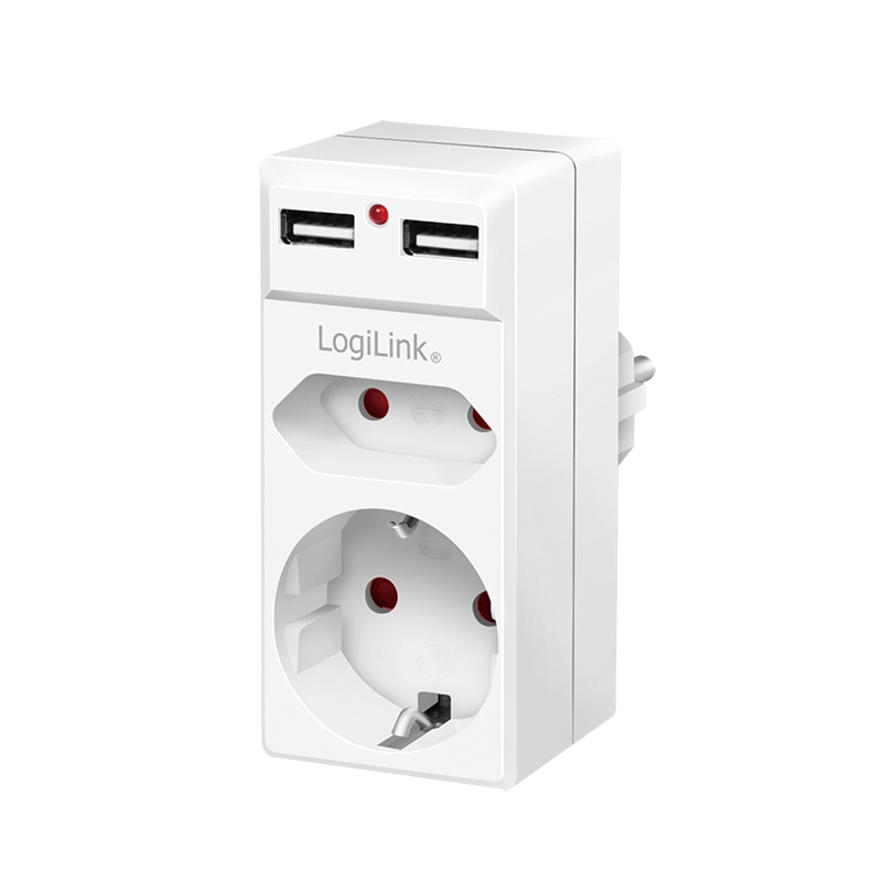 2direct Steckdosenadapter 1x CEE7/16 + 1x CEE7/3 + 2x USB-A