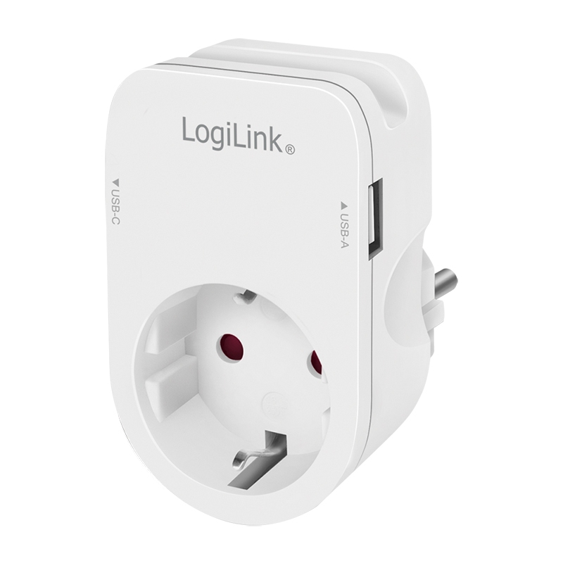 2direct Steckdosenadapter mit Ablegehalterung 1x CEE 7/3 1x USB-A 1x USB-C