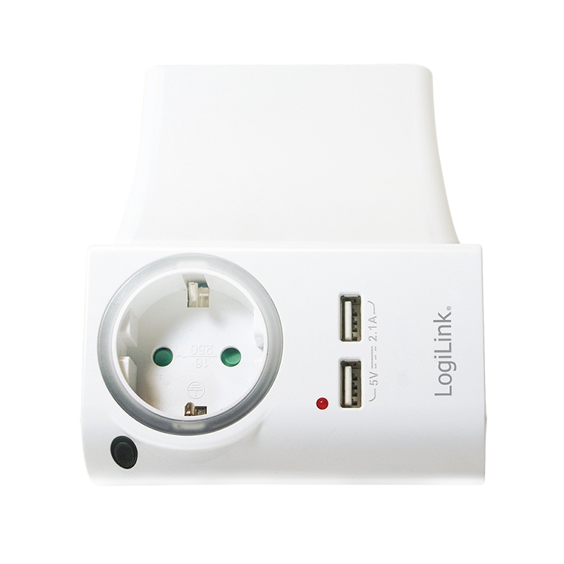 2direct Steckdosenadapter mit Ladeschale 1x CEE 7/3 + 2x USB-A