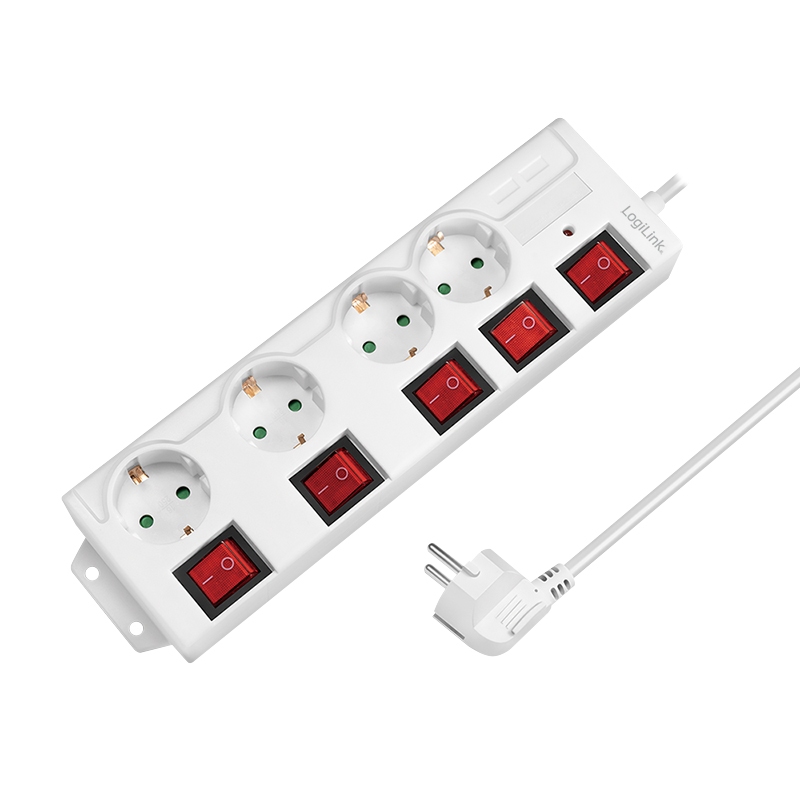 2direct Steckdosenleiste 4-fach mit 5 Schaltern 4x CEE 7/3