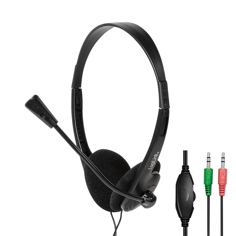 2direct Stereo-Headset 2x 3,5-mm-Klinkenstecker Bügelmikrofon Eco-Box