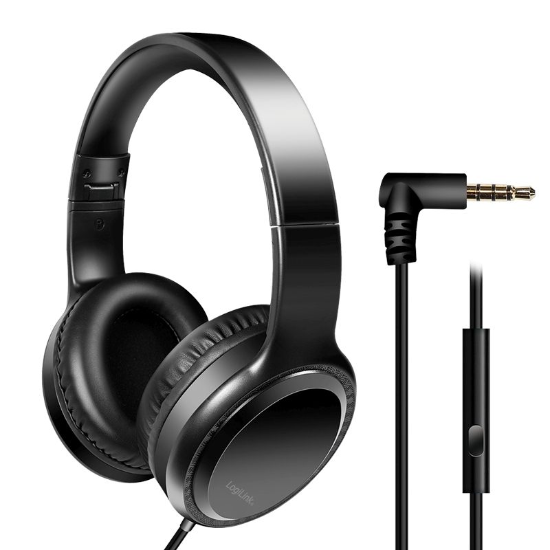 2direct Stereo-Headset mit Mikrofon 3,5-mm-Klinkenstecker schwarz