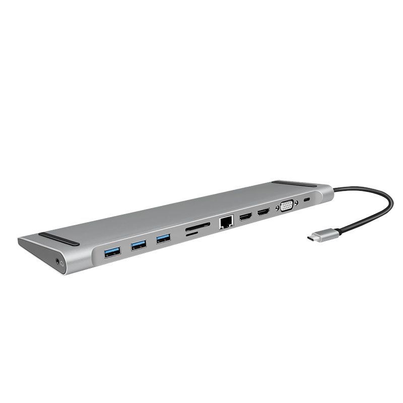2direct USB 3.2 Gen1-Dockingstation USB-C 11-Port PD 100 W silber