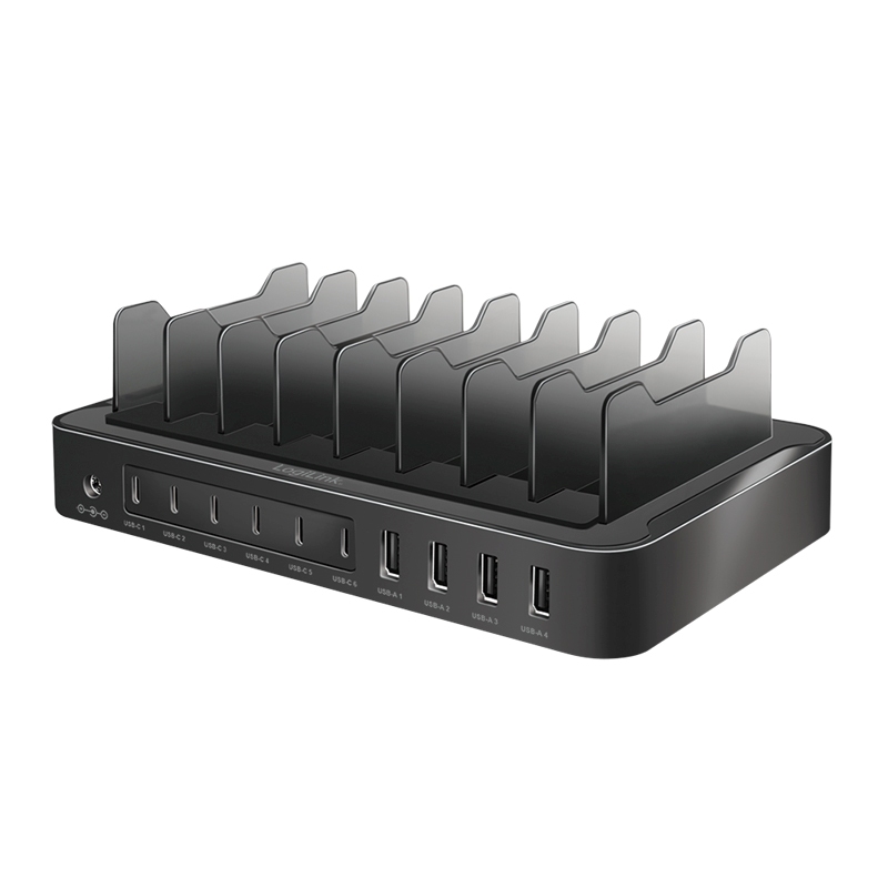 2direct USB-C-Ladestation 4x USB-A & 6x USB-C PD & QC 3.0 120 W schwarz