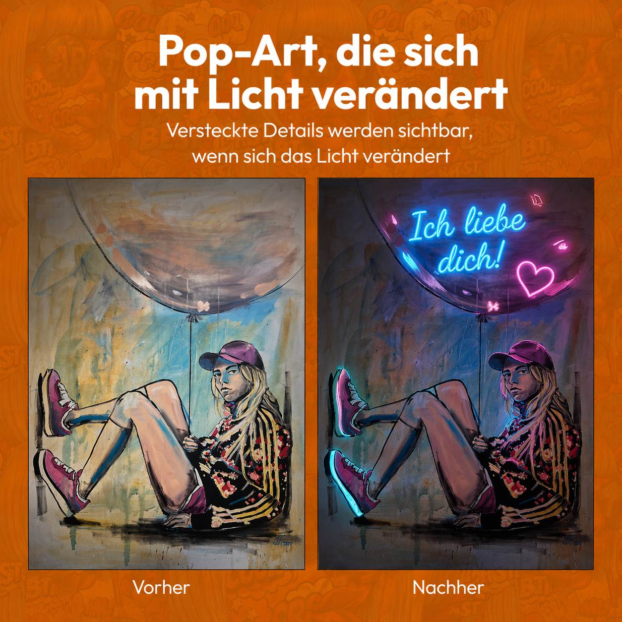 Detailansicht LED Wandbild mit RGB Beleuchtung