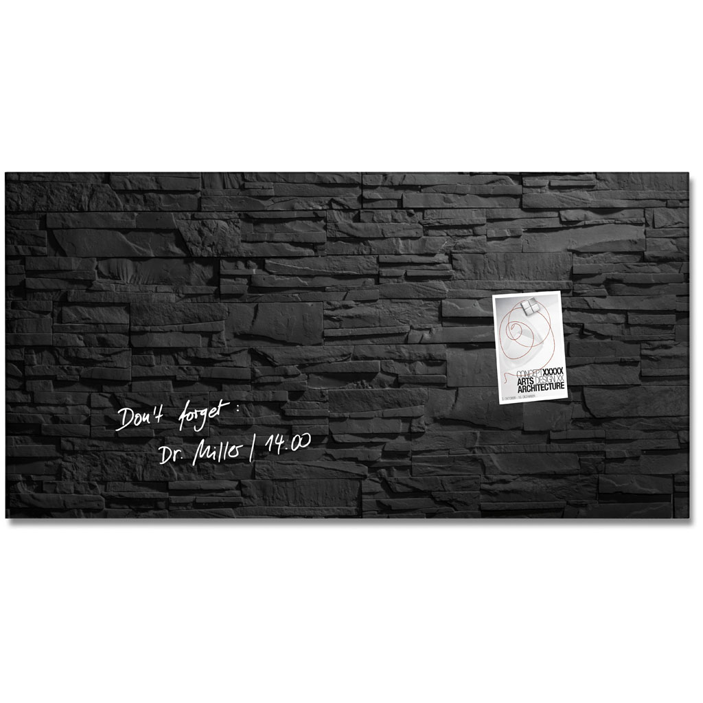 Sigel Glas-Magnettafel Artverum 91 x 46 x 1,5 cm - Schiefer-Stone