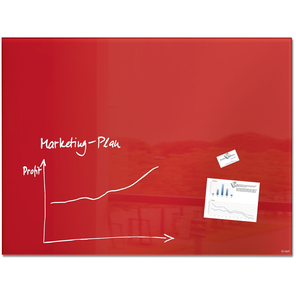 Sigel Glas-Whiteboard Artverum 120 x 90 x 1,8 cm - Rot
