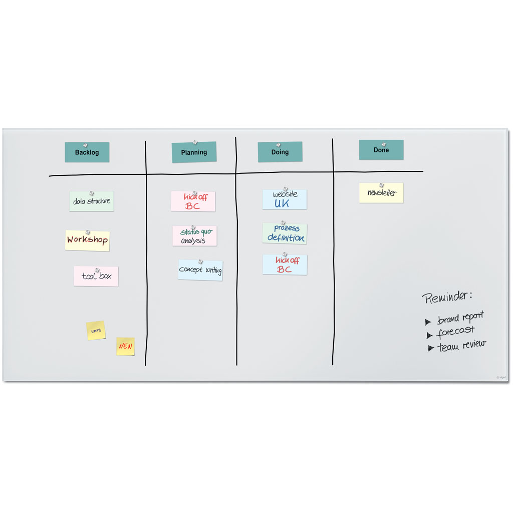 Sigel Glas-Whiteboard Artverum 200 x 100 x 1,8 cm - Super-Weiß matt