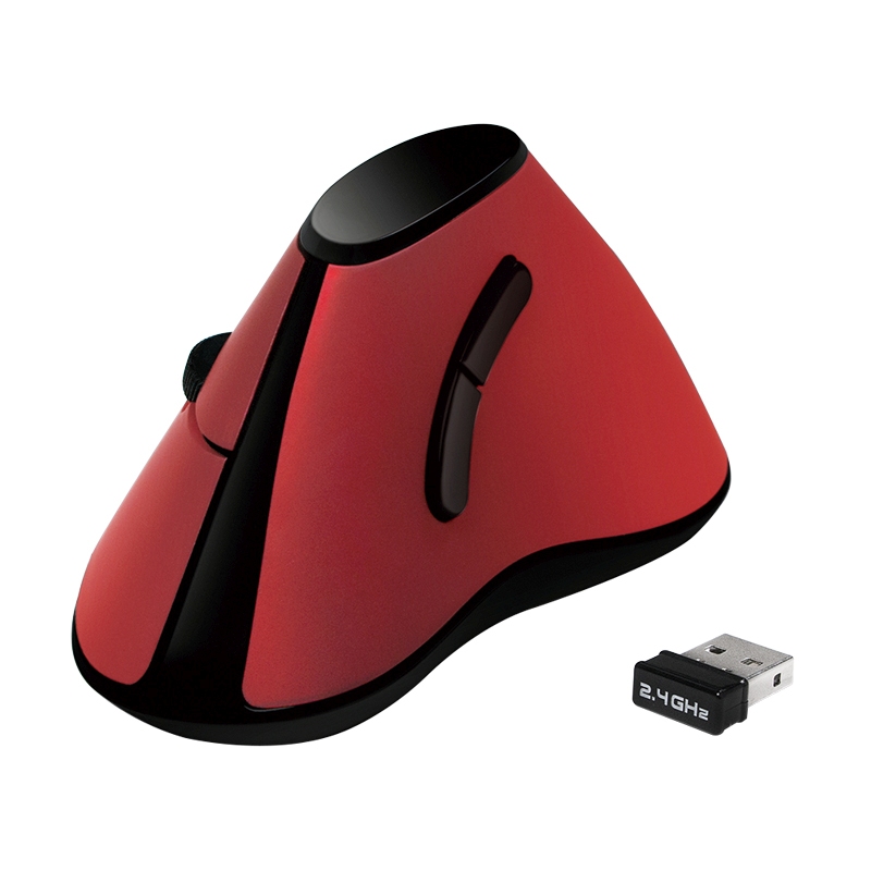 2direct Ergonomische Funk-Maus vertikal 2.4 GHz 1200 dpi rot