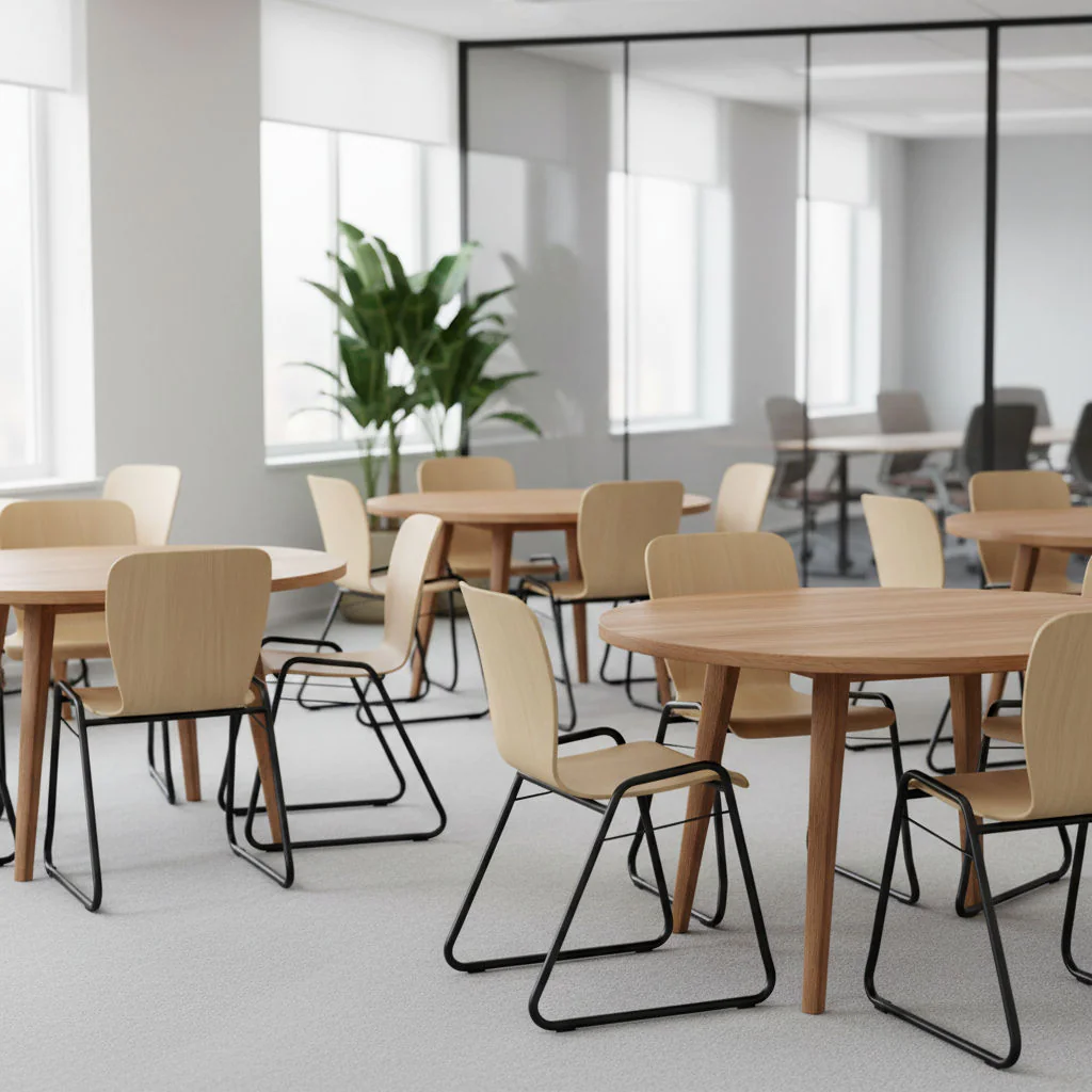 Nowy Styl Wing II CFS Besucherstuhl mit elegantem Kufengestell und Holz-Sitzschale