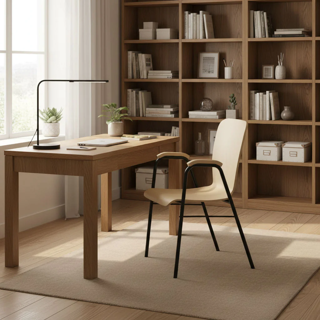 Nowy Styl Wing II W Besucherstuhl mit integrierten Holzarmlehnen und Buchenschale