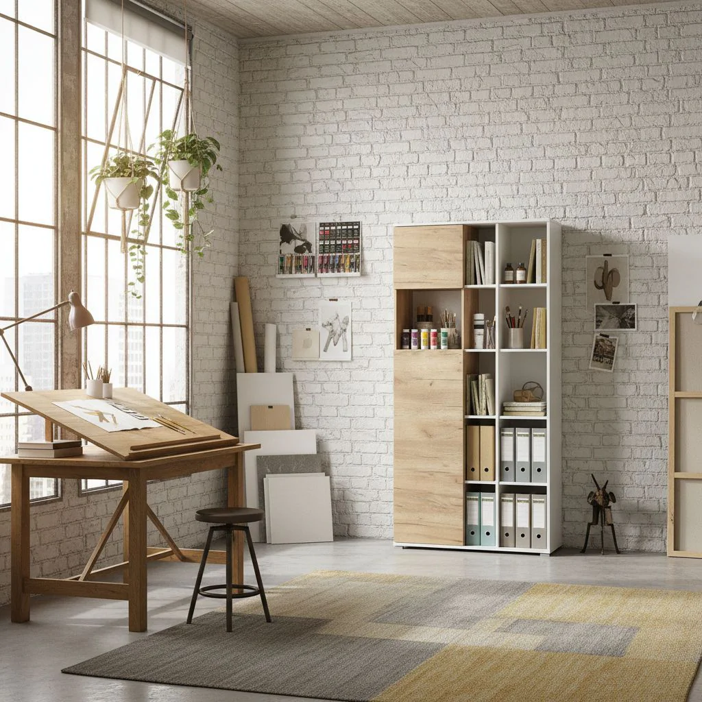 Aktenschrank 4196 Lioni - Weiß/Navarra-Eiche von BME home - Produktbild 2 von 4