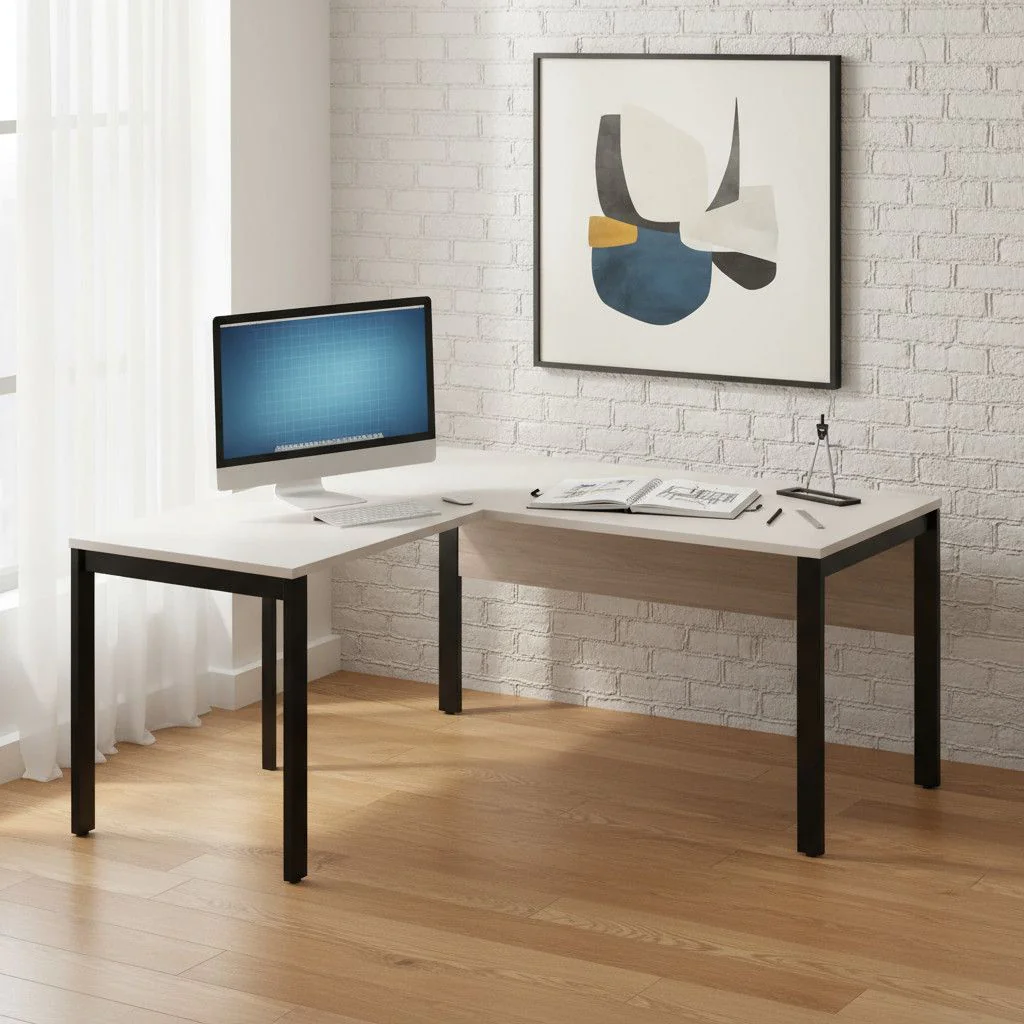 Eckschreibtisch SQart I-LEG mit Beinraumblende - NST-SQART-DESK-I-LEG-PNM-EXT