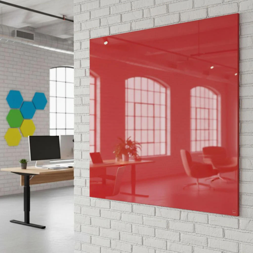 Glas-Whiteboard Artverum 100 x 100 x 1,8 cm - Rot von Sigel - Produktbild 3 von 4