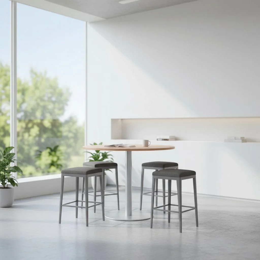 Säulentisch Rund Ø 100 cm - Silber - HBA-STF10-S