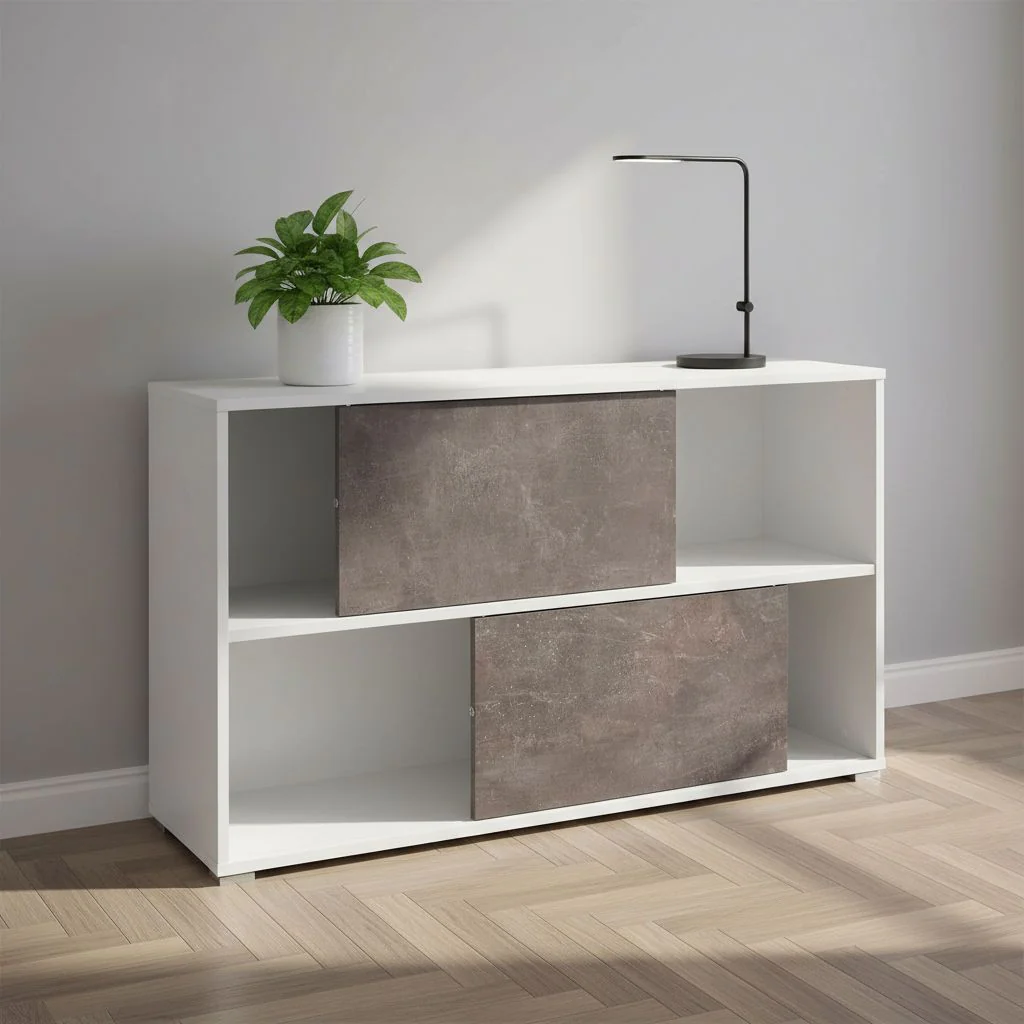 Schiebetürenschrank 4152 Altino - Weiß/Basalto-Dunkel von BME home - Produktbild 2 von 5