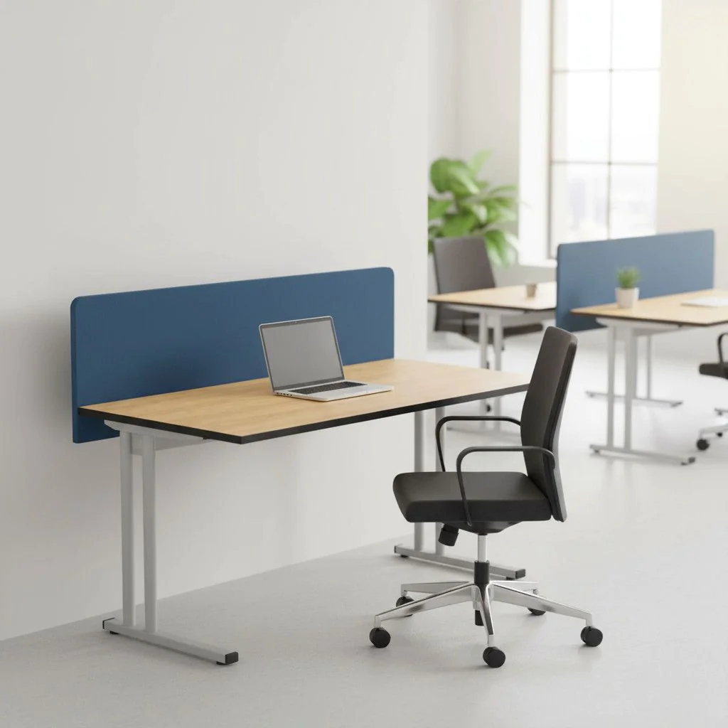 Schreibtisch E10 mit Stahltraverse C-Fuß mit Sichtschutz von Nowy Styl - Produktbild 3 von 7