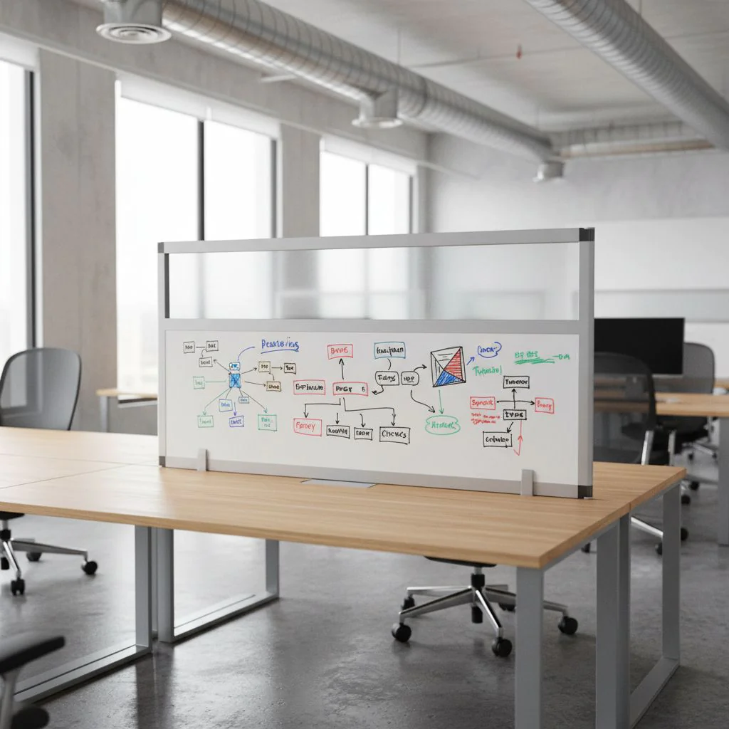 Whiteboard-Tischtrennwand Rey Glas von BME basic - Produktbild 2 von 7