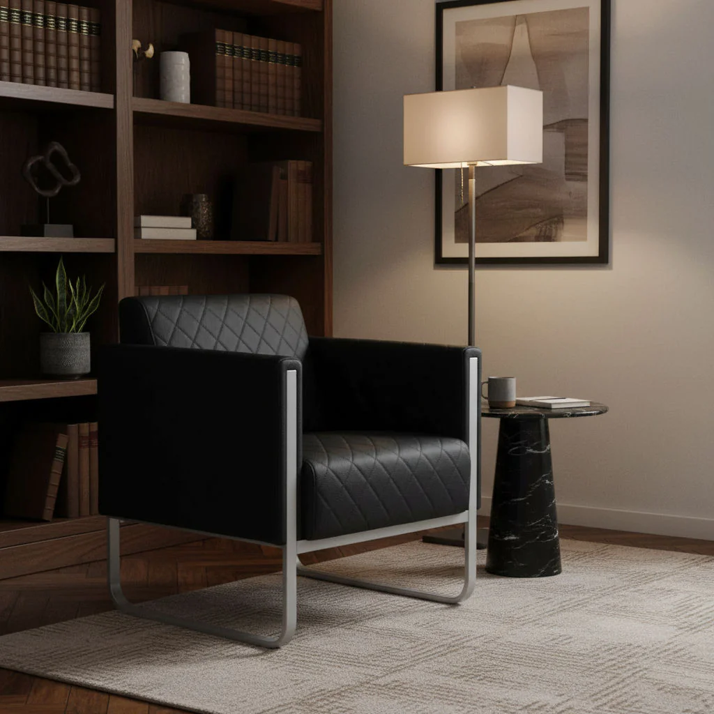 Moderner Polstersessel ARUBA STEP in Schwarz mit eleganter Steppung