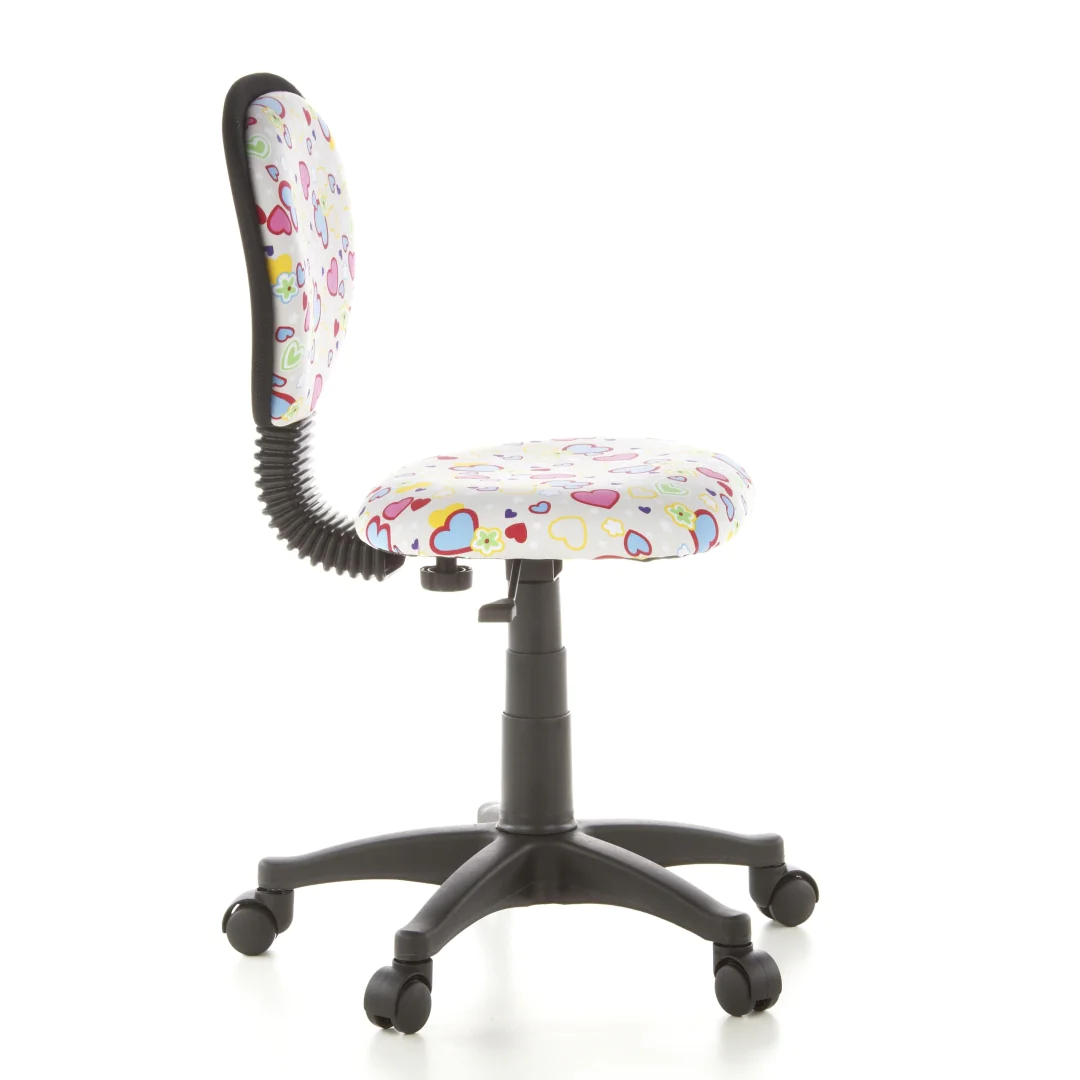 Detailansicht des KIDDY TOP Kinderdrehstuhls mit Flowers-&-Hearts-Motiv