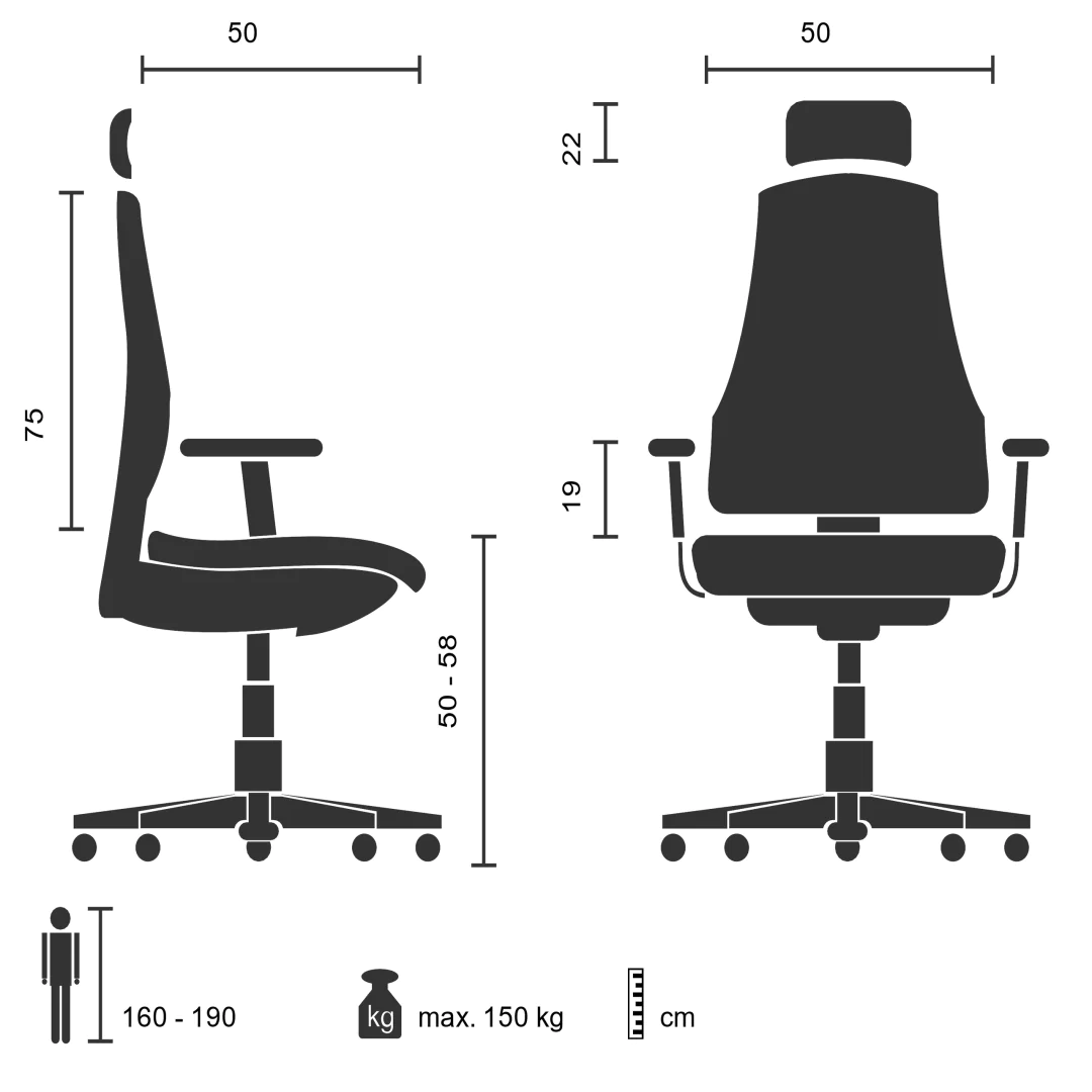 HJH Office Chefsessel ELEGANCE I Kunstleder grau seitlich