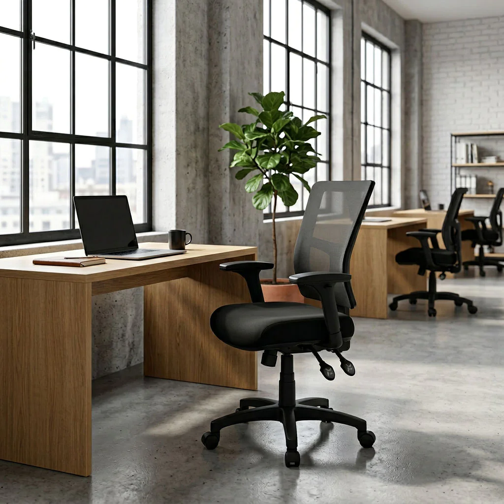 Ergonomischer Bürostuhl IMPACT PRO in Schwarz mit poliertem Aluminiumfußkreuz